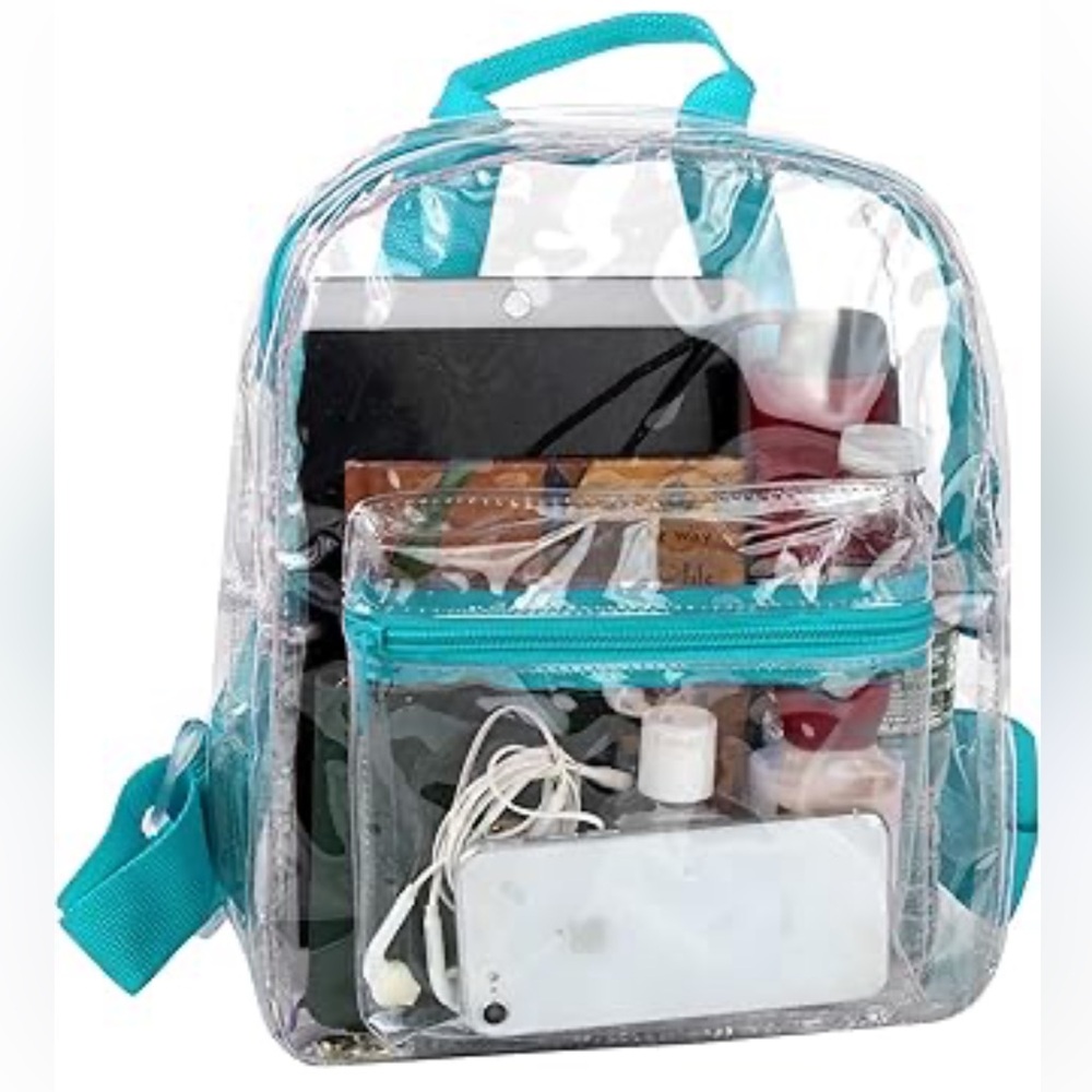 Clear Backpack with Teal Accents